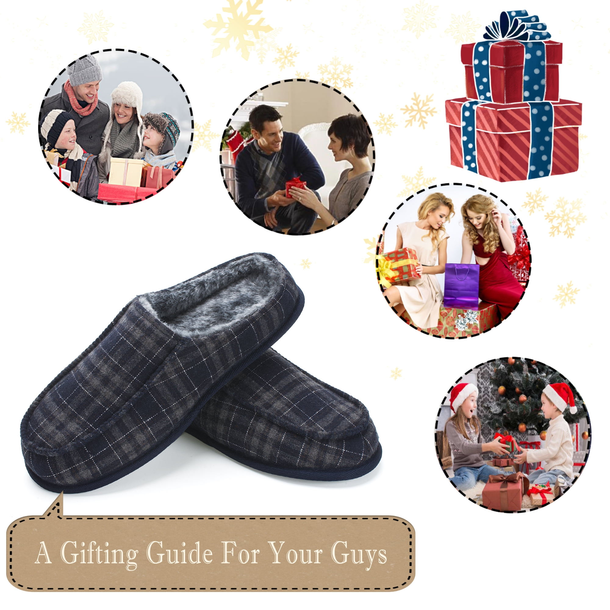 Men's Memory Foam House Slippers - Cozy, Fuzzy Bedroom Slip-on Loafer Shoes. Warm & Comfy Indoor Outdoor Moccasins. Unique Christmas Gift for Dad, Grandpa, Husband, Boyfriend, Navy Adult Size 10-11