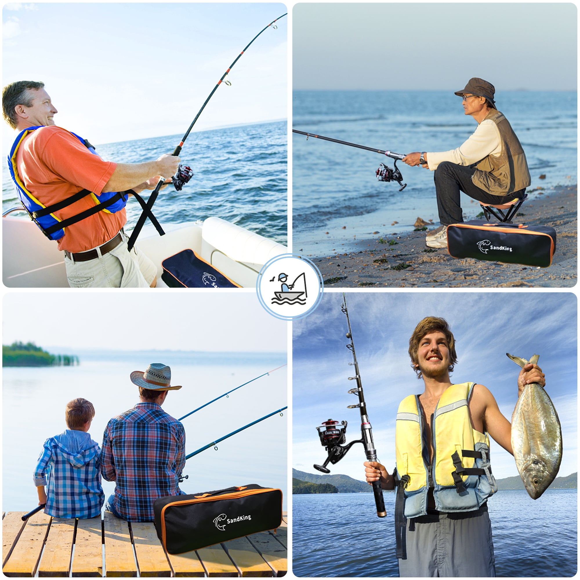 Fishing Rod and Reel Combo 7ft Ambidextrous, Portable Fishing Pole Kit with Spinning Reel, Lures, Line, Carrier Bag for Adult Teens Beginner