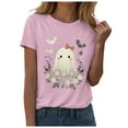 thumbnail image 5 of enyan Halloween Autumn Shirts for Women Shirt Fall Tee Shirt Funny Tee Pumpkin Graphic Cute Ghost Clothes Halloween T-Shirts Pink,XXL, 5 of 6