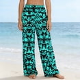 thumbnail image 4 of MYAOYI Women's Vintage Baroque Print Wide Leg Pants, Elastic High Waist Casual Summer Trousers, 4 of 7