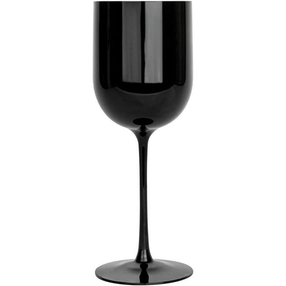 (10 PACK) EcoQuality Black Plastic Wine Glasses - 12 oz Wine Glass with Stem, Disposable Shatterproof Wine Goblets, Reusable, Elegant Drink Cup Tumbler, Weddings, Party, Dinner, Baby Showers
