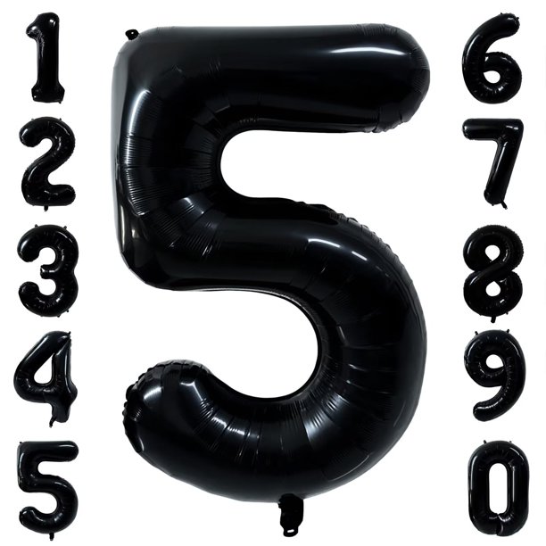 Globo LVMOQIQIU, lámina negra, número 5, 40 cm, decoración de fiesta