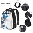 thumbnail image 5 of Naloa Blue Flying Butterflies Print Large Capacity Backpack Lunch Bag Pencil Case Combination 3 Piece Set for Student, 5 of 8
