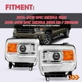 thumbnail image 6 of For 2014-2015 GMC Sierra 1500 and 2015-2019 GMC Sierra 2500 HD/3500 HD Chrome Clear Projector Headlights Pair, 6 of 6