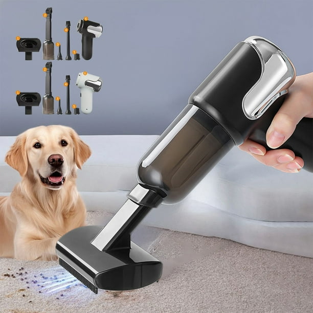 Aspiradora portátil portátil de mano para coches - Aspiradora inalámbrica USB para pelo de mascotas de 15000 Pa con copa de polvo de 400 ml y filtro lavable, 5 accesorios