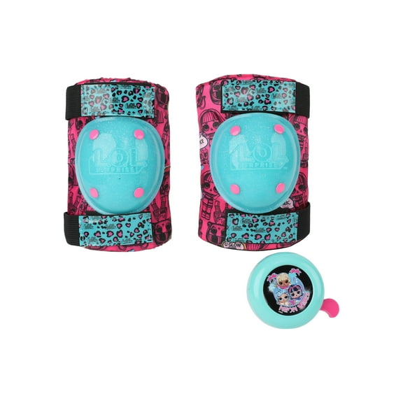 LOL Surprise Signature Series Protective Knee Pads & Elbow Pads for Kids Bike with Bonus Bell, for Ages 5 to 8