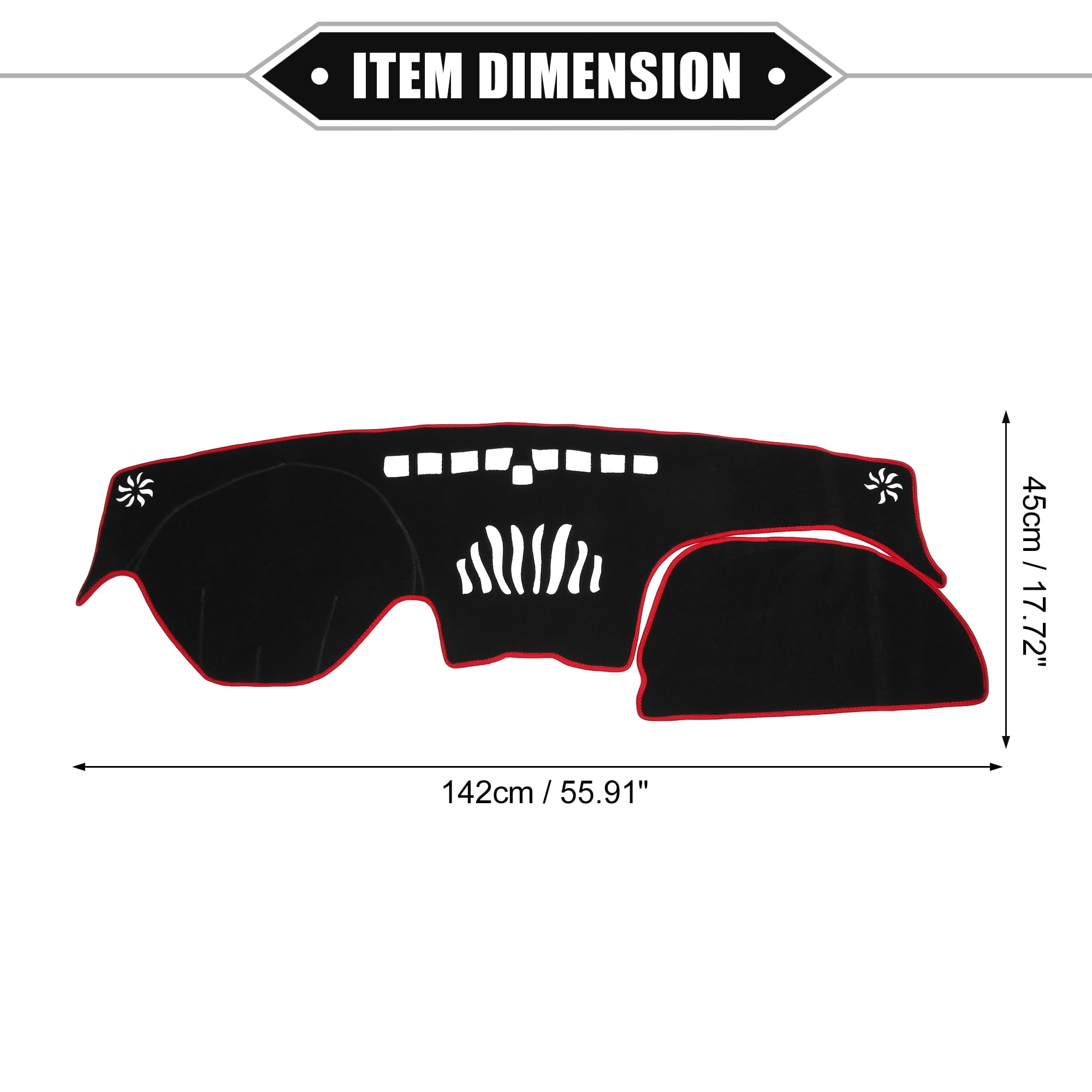 Unique Bargains Dashboard Cover for Hyundai Santa Fe 2019-2020 Non-slip Polyester Black Red Dash Cover Protector Mat
