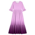 thumbnail image 4 of Little Girls Maxi Dress 4-14 Years Ruffle Half Sleeve Round Neck Floral Print Tiered Long Dress with Side Pockets Pink O 7-8 Years, 4 of 7