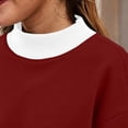 thumbnail image 6 of Otntypg Mock Neck Patchwork Sweatshirts for Women Trendy Fall Long Sleeve Color Block Pullover Tops Loose Lightweight Comfy Oversized Sweatshirt, 6 of 8