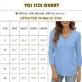 thumbnail image 3 of VDJ Button Shirts for Women 3/4 Sleeve V Neck Casual Fit Plain Color Sky Blue T Shirts Comfort Soft Basics Tops for Women Size L, 3 of 7