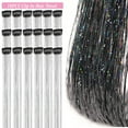thumbnail image 2 of HLONK 18 Pcs Guirlande de Cheveux à Clipser Extensions de Cheveux 19.6 Pouces Kit de Guirlande de Cheveux à Clipser Résistant à la Chaleur Scintillant Féerique Accessoires pour Cheveux pour Enfants Filles Femmes (Argent), 2 of 7