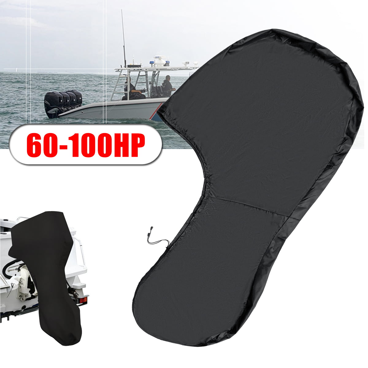 Boat Motor Covers, Outboard Motor Cover with 420D Oxford Fabric Extra PVC  Coating,Waterproof Outboard Engine Covers Fit for Motor 60-100 HP