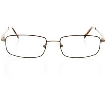 Unisex Optical Eyewear - Rectangle Shape, Metal Full Rim, Brush Pewter