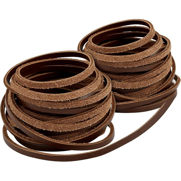 10 Yards Flat Genuine Leather Cord, 3/4/5 mm Available, Real Leather Strips, Natural Leather String, Braided Braiding String for Jewelry Making, Necklace, Tool, Crafts (tan, 3 mm)