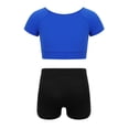 thumbnail image 4 of inhzoy Kids Girls Two Piece Athletic Outfit Short Sleeve Top with Booty Shorts Blue 12-14, 4 of 8