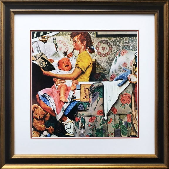 Norman Rockwell "Babysitter " CUSTOM FRAMED Art Print Generic