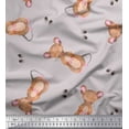 thumbnail image 1 of Soimoi Gray Poly Georgette Fabric Footprints & Mouse Kids Print Sewing Fabric Yard 52 Inch Wide, 1 of 5