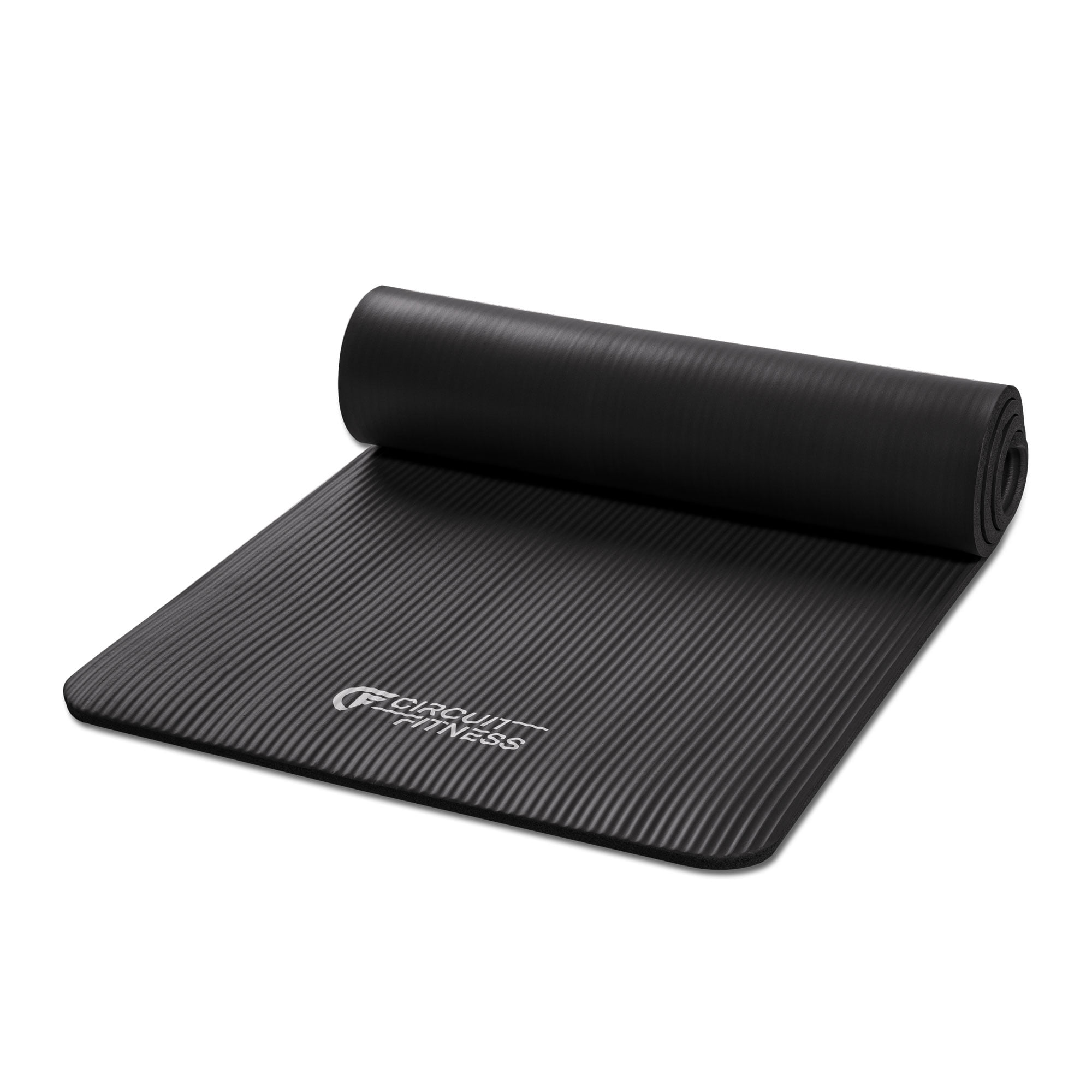 Circuit Fitness by Marcy Non-Slip Multi-Purpose Exercise Yoga Mats with Carrying Strap 1/2" Thick MAT-12-BLACK