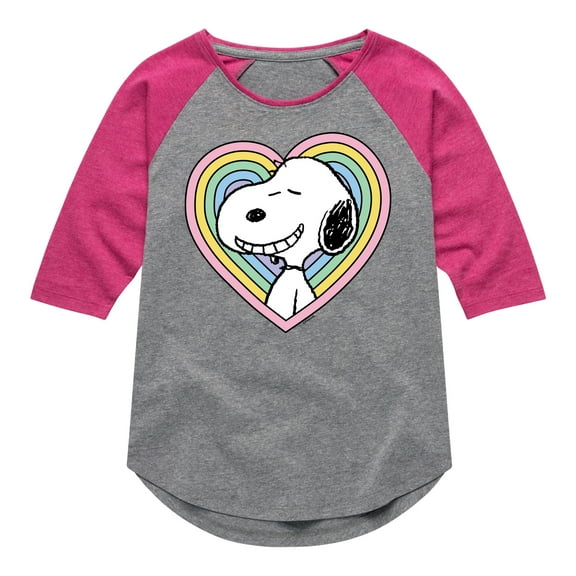 Peanuts - Snoopy Heart - Youth Girls Raglan Tee