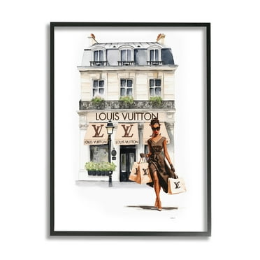 Stupell Industries Shopping Glam Storefront Town & City Painting Black Framed Art Print Wall Art, 11 x 14
