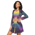 thumbnail image 3 of FORMRS Womens Long Sleeve Nightgowns Crew Neck Sleep Shirt Soft Pajamas Sizes S-3XL, Neon Road, 3 of 8