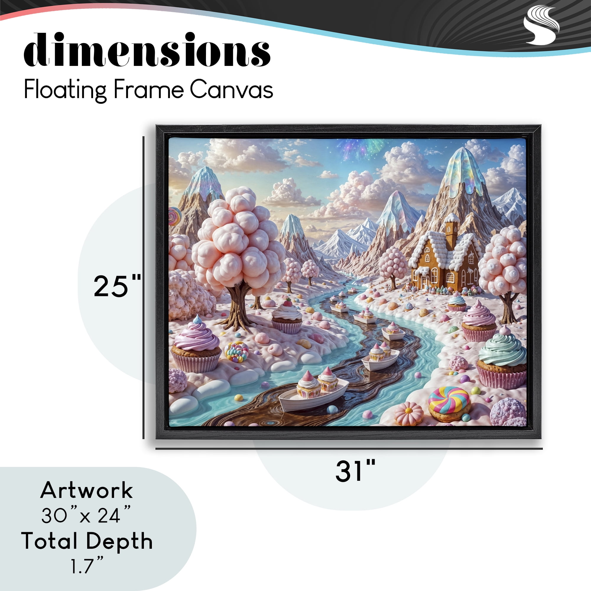 Stupell Industries Dreamlike Candy Land Whimsy Black Framed Floater Canvas Wall Art, design by Tabz Jones