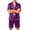 AG07_Purple, variant on Resicozy Pajamas Set for Men Silk Satin Sleepwear Short Sleeve Button Down Pjs Set 2 Piece Loungewear with Pockets Purple 4XL