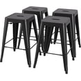 thumbnail image 1 of 24 Inch Metal Bar Stools - Set of 4 Stackable Backless Counter & Dining Chairs for Indoor Outdoor,Black, 1 of 14