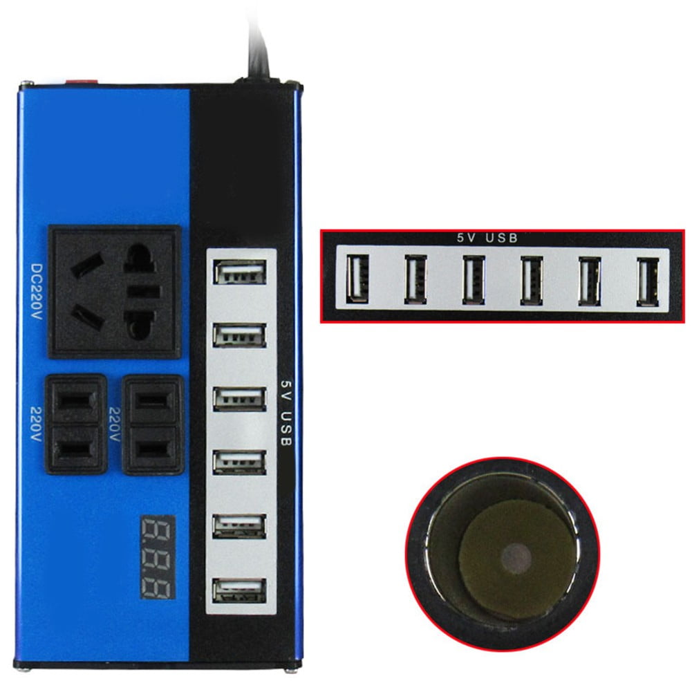 High Power Car Power Inverter 1500W DC12V24V to DC110V220V Converter with 6USB