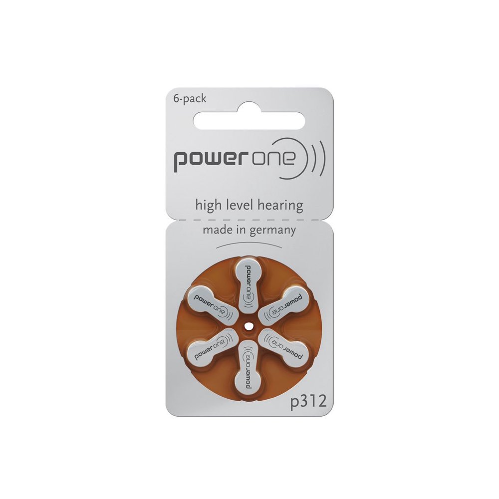 Power One Size 312 Zinc Air MercuryFree Hearing Aid Batteries (60 Pack