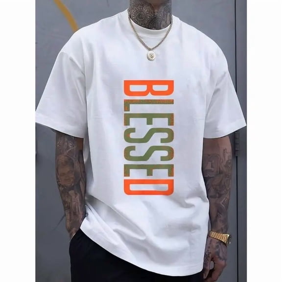 Casual Crew Neck T-Shirt - Geometric-Pattern, Smooth Cotton Knit Fabric, Medium Stretch - Short Sleeve Tee for Leisure & Everyday Wear | Breathable Comfort Fit | Machine Washable
