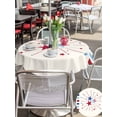 thumbnail image 4 of Outdoor Tablecloth with Umbrella Hole and Zipper, Independence Day Round Table Cloth 54 Inch Waterproof Tablecloth, 4th of July Red Blue Striped Stars Beige Picnic Table Cover for Patio Camping, 4 of 7