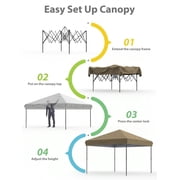 10x10 Pop Up Canopy Tent Outdoor Canopy One-Person Set Up Heavy Duty Commercial Instant Tent Shelter, 0-Sidewall+Khaki