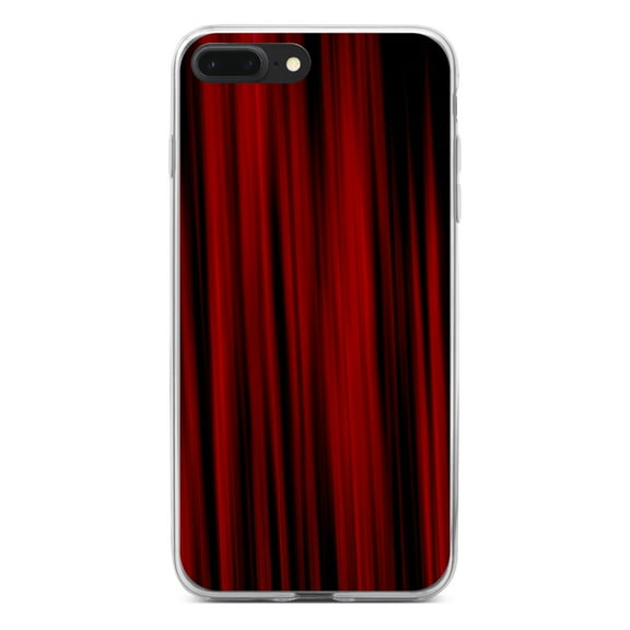 DistinctInk Clear Shockproof Hybrid Case for iPhone 7 PLUS / 8 PLUS (5.5" Screen) - TPU Bumper, Acrylic Back, Tempered Glass Screen Protector - Bright Red Curtains