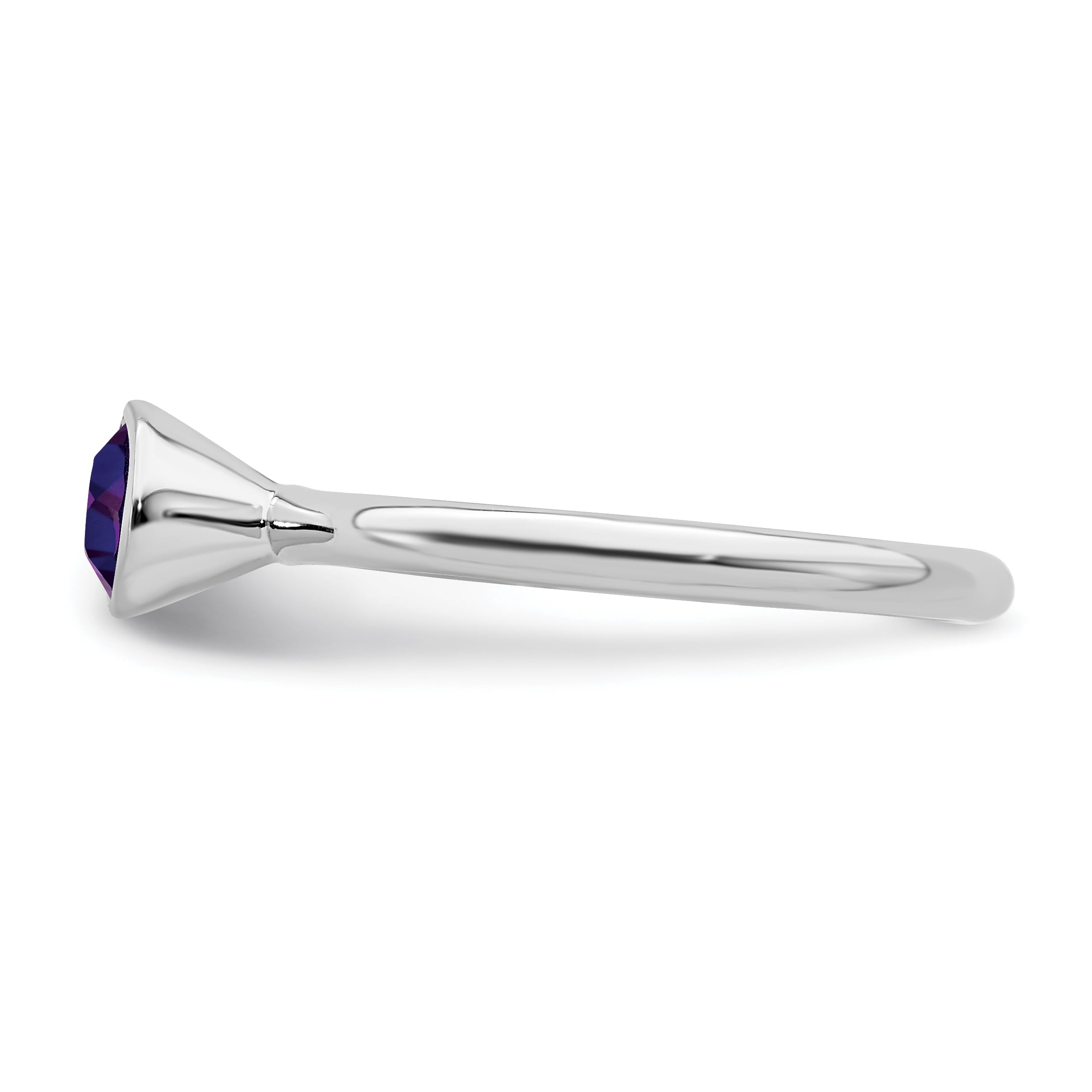 High 5mm Swarovski Sterling Silver February Ring