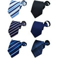 thumbnail image 1 of QCWQMYL Cravates à Glissière pour Hommes 6 Pcs Pré-Nouées Mariage Formel Cravate Rayée Ensemble de Cravates Polyester Réunion, 1 of 7