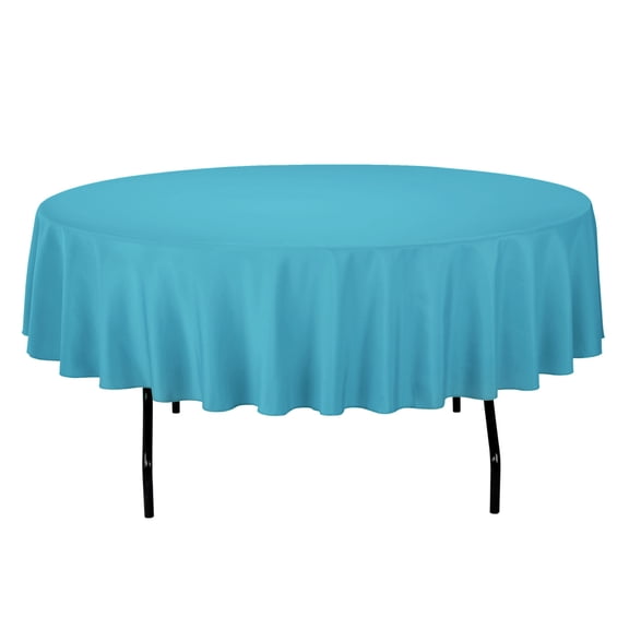 LinenTablecloth 90 in Round Cotton-feel Tablecloth Turquoise