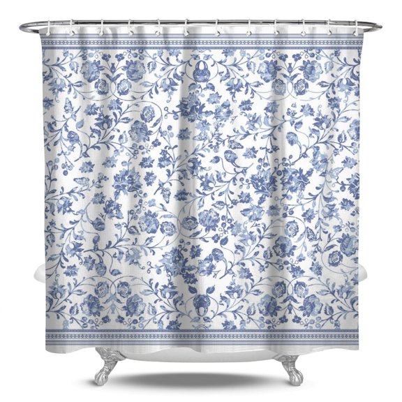 Floral Shower Curtain Watercolor Botanical Bathroom Decor Rustic Flower Design Fabric Bath Curtain for Tub Country Style Home Accessories with Hooks,84x72in(210x180cm)