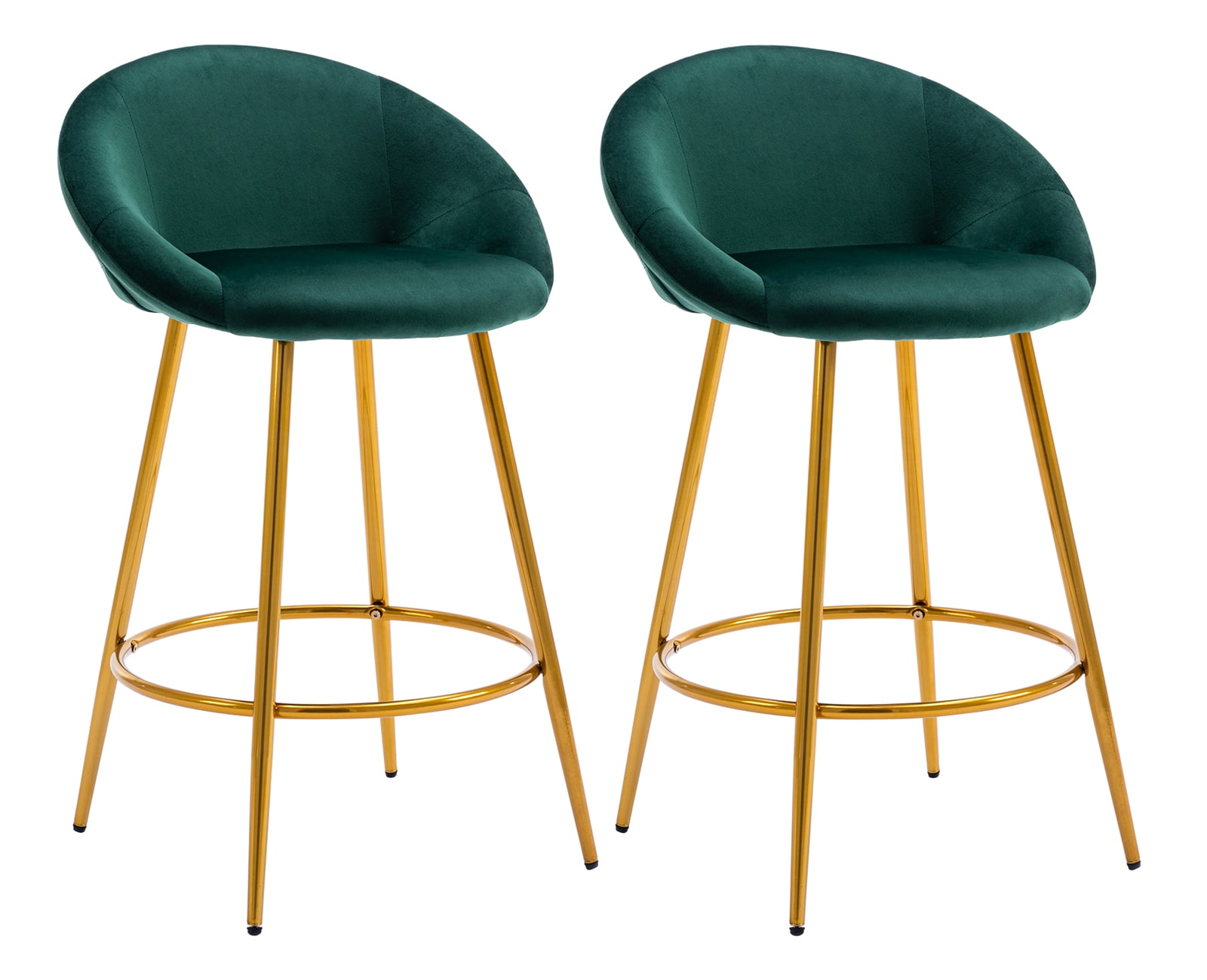 Guyou 26" Velvet Bar Stool Set of 2, Modern Counter Height Barstools