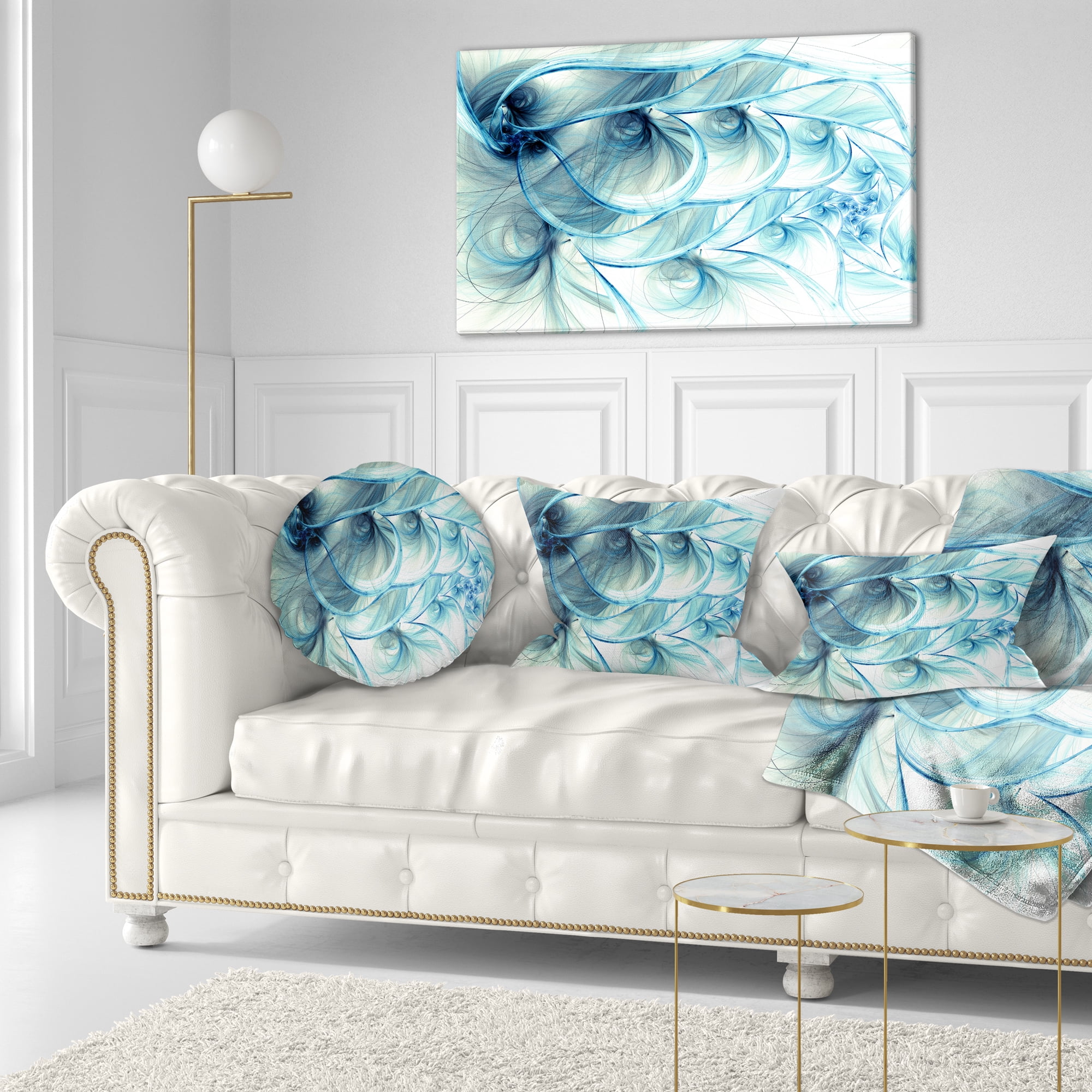 Designart 12" x 20" Blue Polyester Throw Pillow