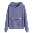 thumbnail image 2 of Kiijoy Big Girls Hoodie Solid Long Sleeve Hooded Sweatshirt with Pocket, Sizes 7-8, 2 of 4