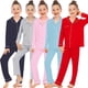 thumbnail image 3 of Pijamas para niños, conjunto de pantalones de manga larga para niños y niñas, ropa holgada de solapa modal cómoda para el hogar, 3 of 6
