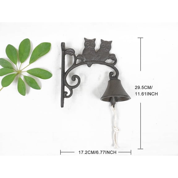 Vintage Cast Iron Wall Mounted Outdoor Bell Cast Iron Hanging Owl's Bell Metal Door Bell for Farm House Out Decorative