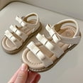 thumbnail image 5 of HAOTAGS Girls Summer Sandals, Hook & Loop Adjustable Open Toe Sandals for Beach White 3.5 T, 5 of 8