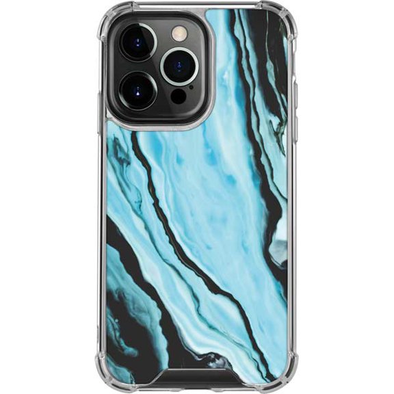 Skinit Aqua Blue Marble Ink iPhone 14 Pro Clear Case