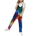 thumbnail image 2 of MKOSPLRT Girl's Jumpsuits Children Harem Long Overalls V Neck Sleeveless Print Jumpsuits Loose Fit Jumpers Summer Jumpsuits with Pocket, 2 of 6