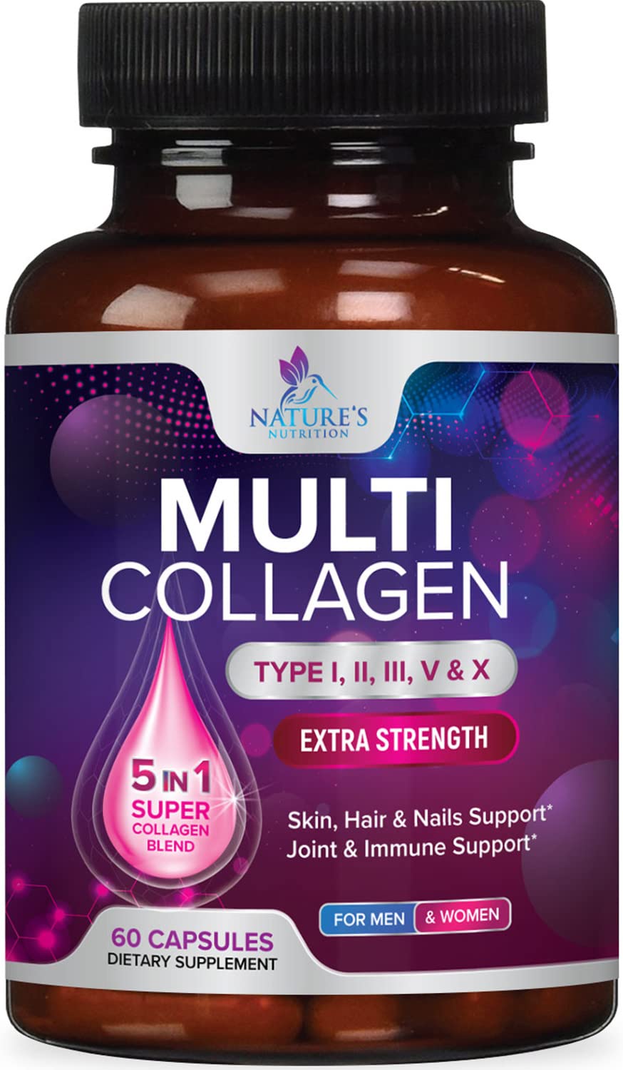 Multi Collagen Complex Type I, II, III, V, X, Grass Fed & NonGMO
