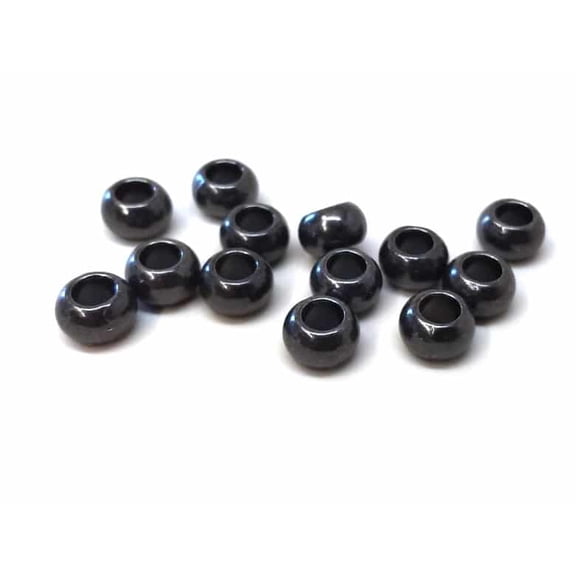 BD845 - 50 pcs Gunmetal Metal Smooth Ball Spacer Beads - 9mm - Large Hole: 4.5mm - Fits European Cords and Paracord!