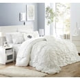thumbnail image 1 of Chic Home Halpert 6 Piece Comforter Set Floral Pinch Pleated Ruffled Designer Embellished Bed Skirt and Decorative Pillows Shams Included, Queen, White, 1 of 5