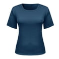 thumbnail image 3 of yillto Womens Plus Size Summer Tops Casual Crew Neck Short Sleeve Shirts Solid Color Slim Blouse with Bra, 3 of 6